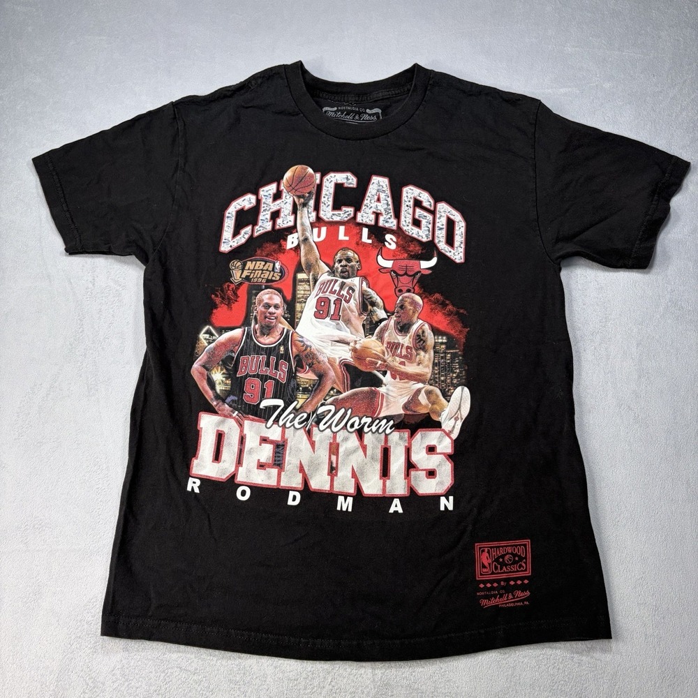Mitchell & Ness  Chicago Bulls Dennis Rodman T Shirt Mens  Size Large‎ Black